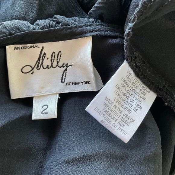 Milly Black Ruffle Silk Gauze Layered Shift Dress 2 - Picture 7 of 7